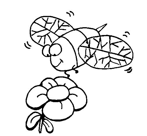 Wasp and flower coloring page