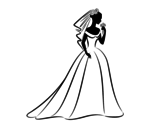 Wedding dress and veil  coloring page