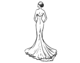 Wedding dress with tail coloring page