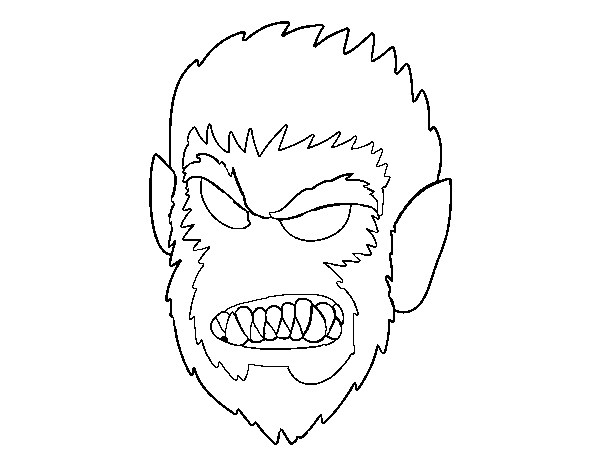 Werewolf face coloring page