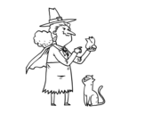 Wicked Witch with frog coloring page