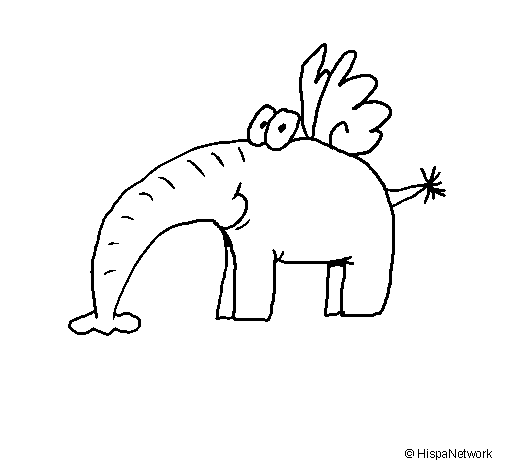 Winged elephant coloring page