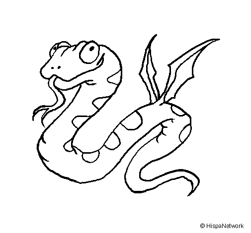 Winged serpent coloring page