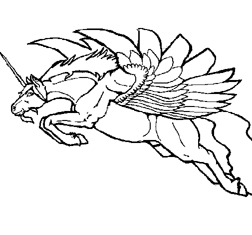 Winged unicorn coloring page