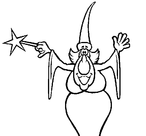 Witch casting a spell coloring page