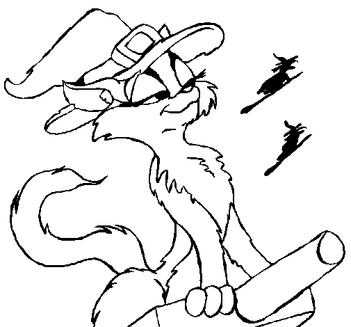 Witch cat coloring page