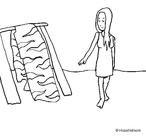 Woman drying skin coloring page