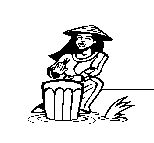 Woman playing the bongo coloring page