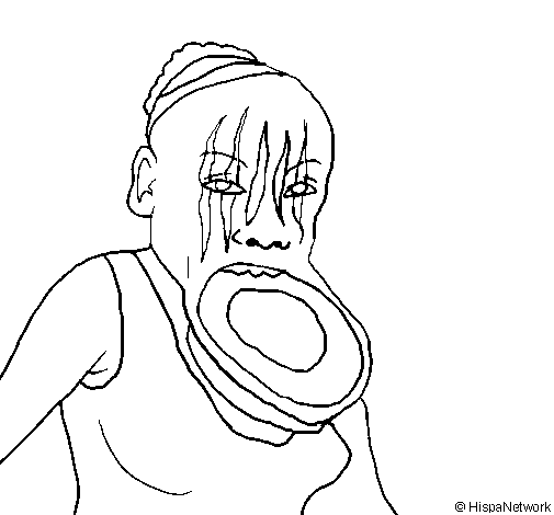 Woman with stretched lip coloring page
