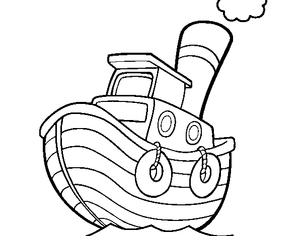 Wooden boat coloring page