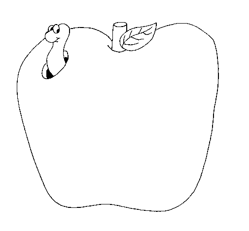 Worm in fruit coloring page