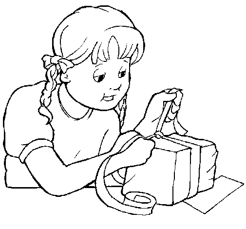 Wrapping a present coloring page