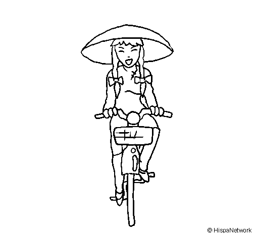 Young Chinese woman coloring page