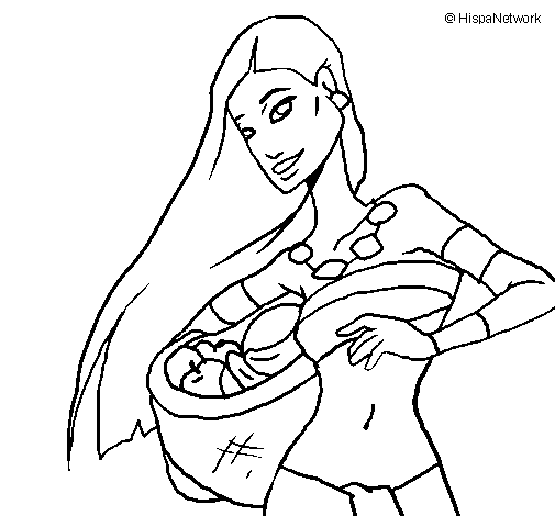Young Itza woman coloring page