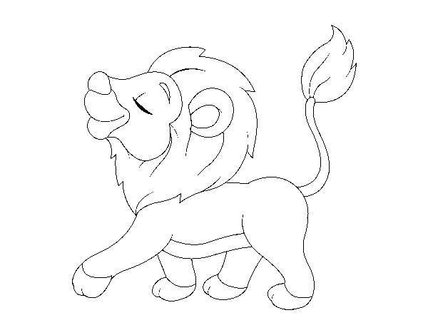 Young lion coloring page
