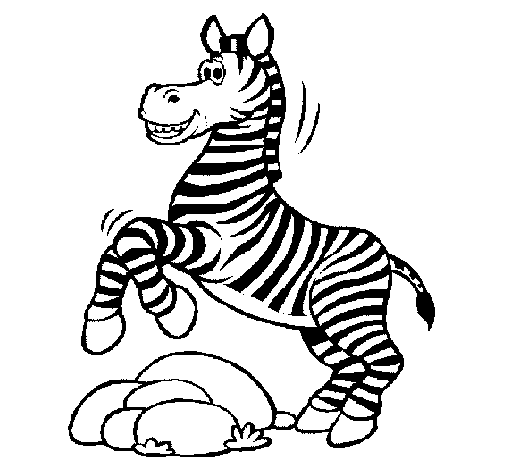 Zebra jumping over rocks coloring page