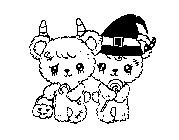 Zombie teddy bears coloring page