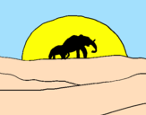 Coloring page Elephant at dawn painted bychikis
