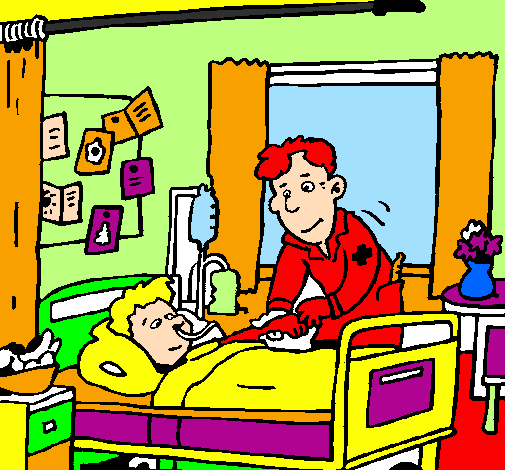 Coloring page Little boy in hospital painted bytom