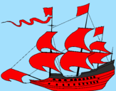 Coloring page 17th century sailing boat painted byBrock