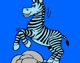 Coloring page Zebra jumping over rocks painted byoiukl