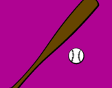 Coloring page Baseball bat and baseball ball painted bychikis