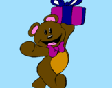 Coloring page Teddy bear with present painted byBryce