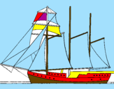 Coloring page Sailing boat with three masts painted byALEXANDER