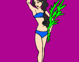 Coloring page Roman woman in bathing suit painted bychikis