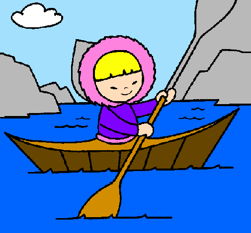 Coloring page Eskimo canoe painted bywillsie