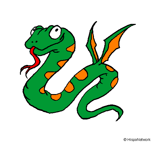 Coloring page Winged serpent painted byjj
