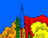 Coloring page Rocket launch painted byMatthew Batman Hutcheson