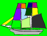 Coloring page Sailing boat painted byivan