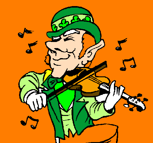 Coloring page Leprechaun playing the violin painted byleppy