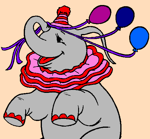 Coloring page Elephant with 3 balloons painted bymichele