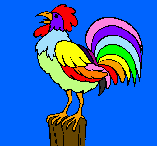 Coloring page Cock singing painted byjj