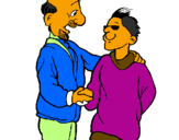Coloring page Father and son shaking hands painted bytalha