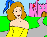 Coloring page Princess and castle painted byFelicia leong  