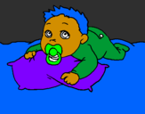 Coloring page Baby playing painted byvictoria