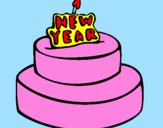Coloring page New year cake painted bytiziana