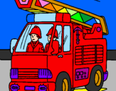 Coloring page Fire engine painted by Leong Shi Ting