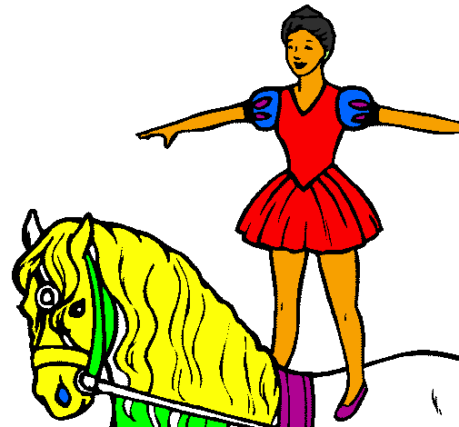 Coloring page Trapeze artist on a horse painted bytalha 