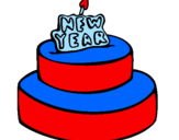 Coloring page New year cake painted bytalha