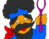 Coloring page Chef with moustache painted bytalha 