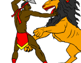 Coloring page Gladiator versus a lion painted byQM#6