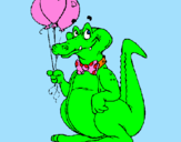 Coloring page Crocodile with balloons painted byEvon Leong 