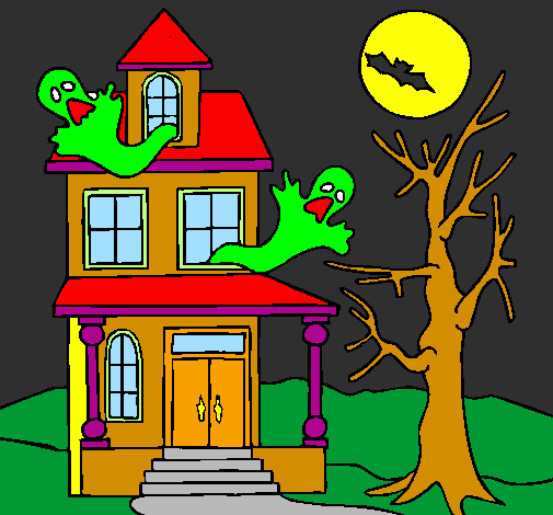 Coloring page Ghost house painted by Leong Shi  jie