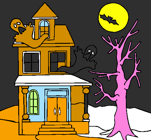 Coloring page Ghost house painted byJolin Leong 