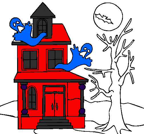 Coloring page Ghost house painted bylena