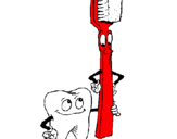Coloring page Tooth and toothbrush painted bygibran